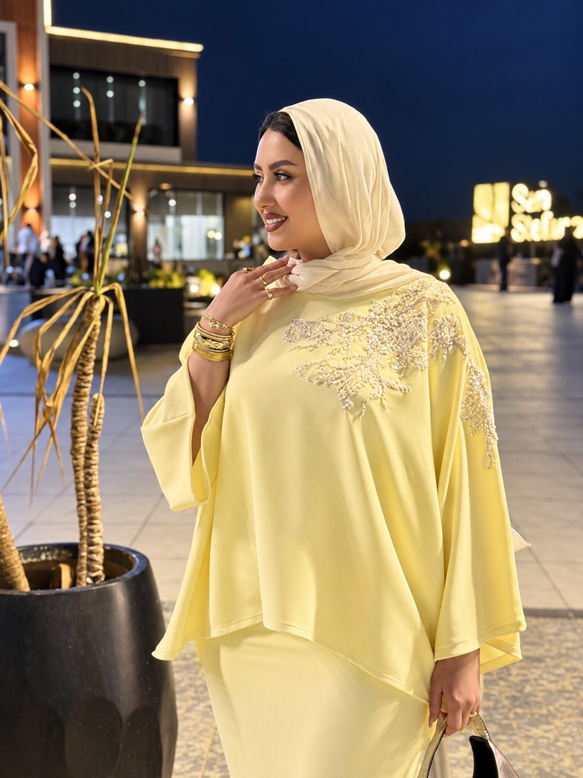 Laila Embellished Cape Set