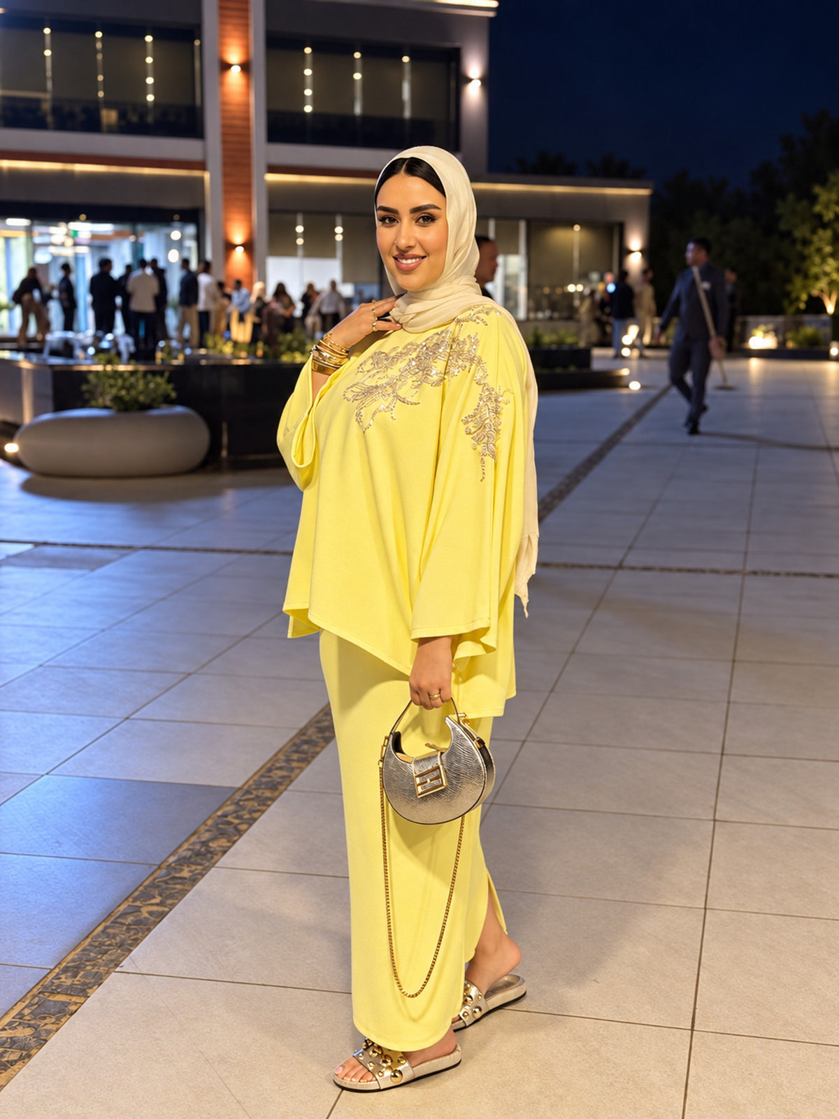 Laila Embellished Cape Set