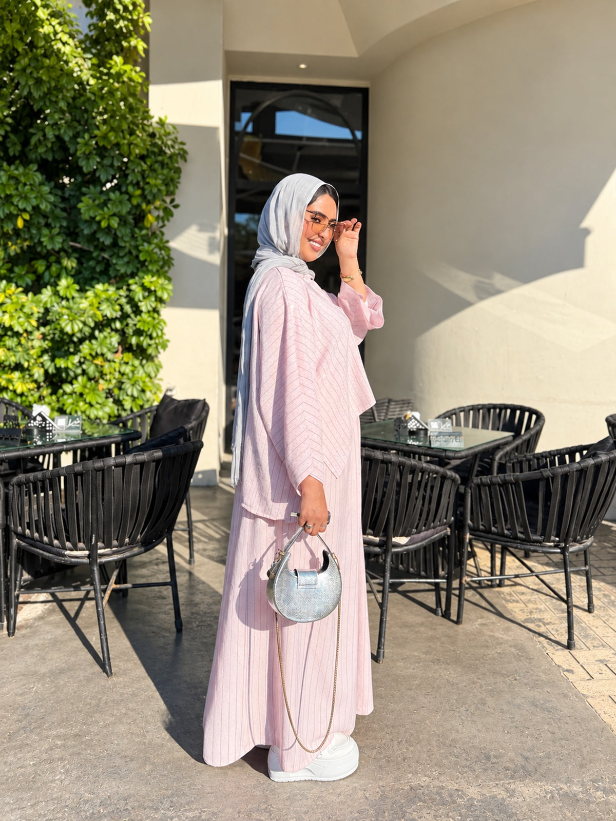 Pinstripe Flowing Two-Piece Set