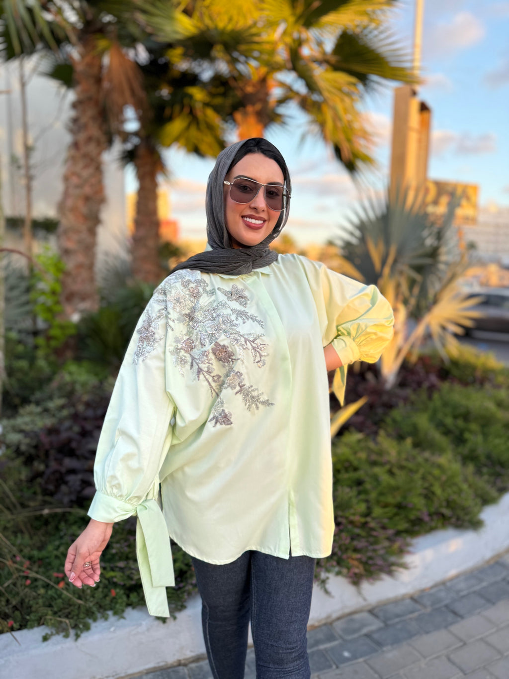 Floral Embellished Oversized Chemise