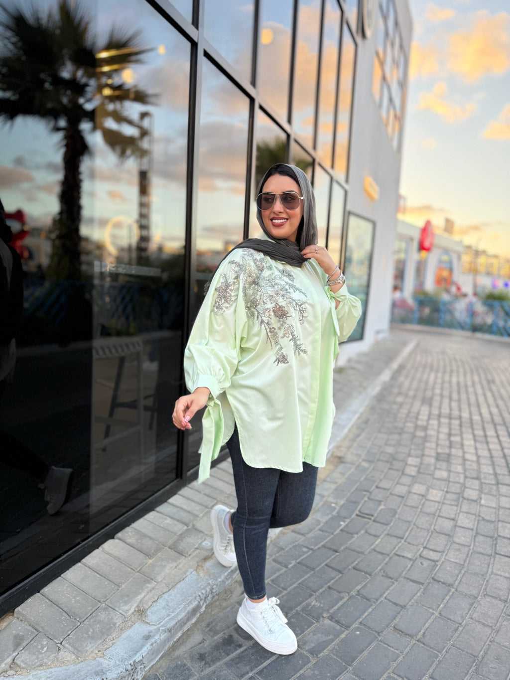Floral Embellished Oversized Chemise