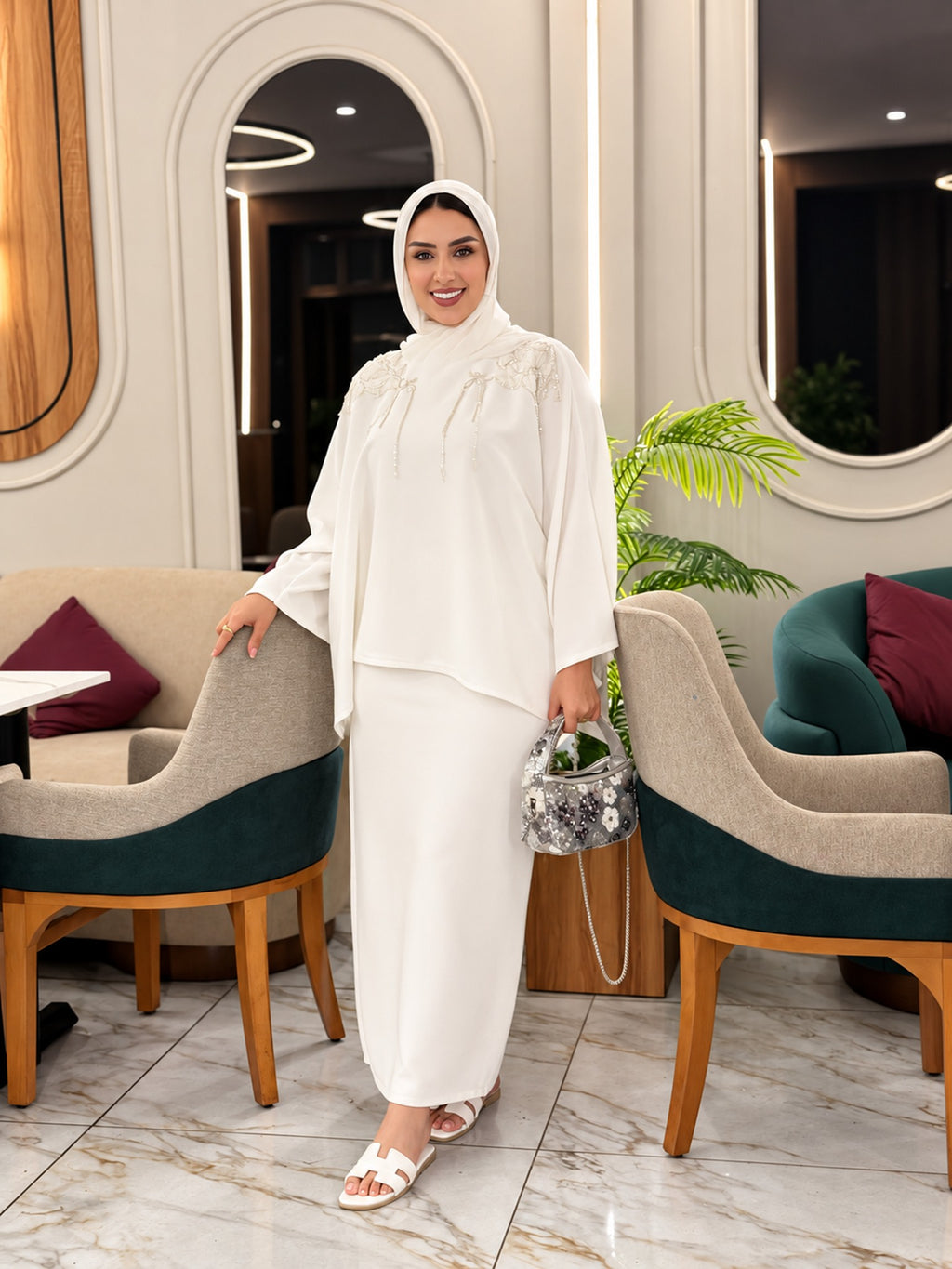 Laila Embellished Cape Set